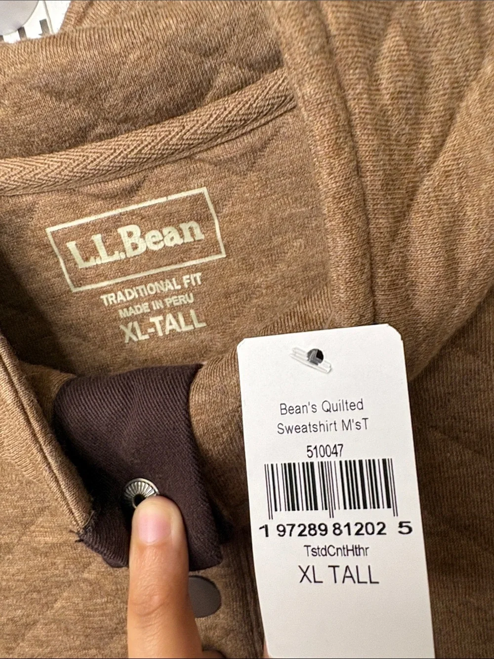 L.L BEAN MENS QUILTED SWEATSHIRT,MOCKNECK!